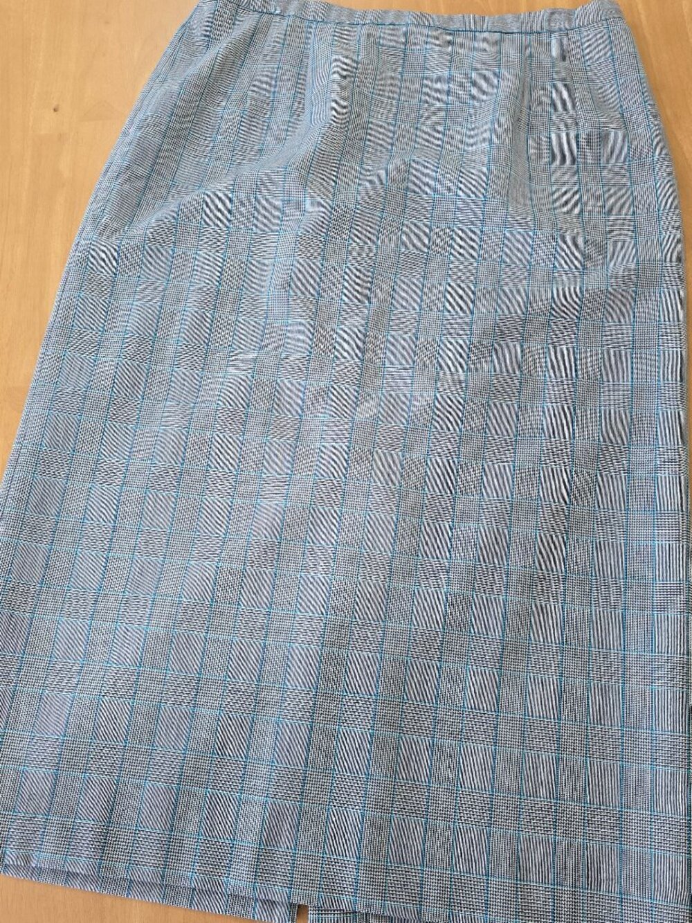 Pendleton Women's 100% Virgin Wool Lined Plaid Skirt Navy Teal‎ Cream Size 18